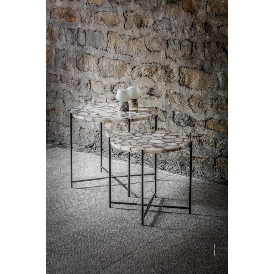 AGATA - tafelblad - agaat steen - DIA 55 x H 2 cm - wit