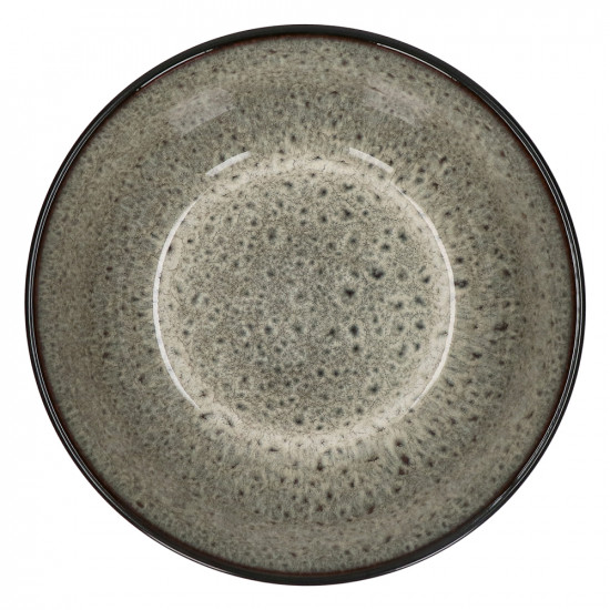 MIRHA JASPER - saladekom - steengoed - DIA 25,4 x H 10,9 cm - zwart/wit