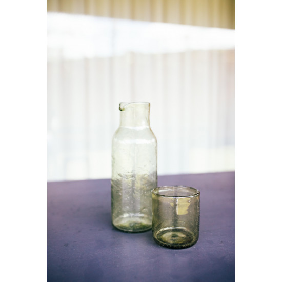 VICO - glazen karaf - glas - DIA 8,5 x H 24,5 cm - olijfgroen
