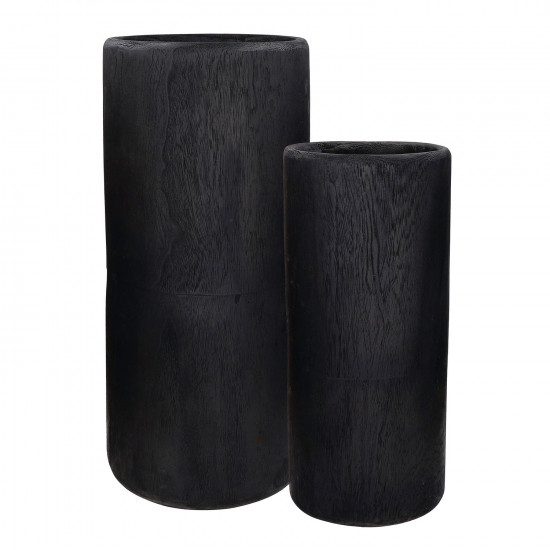 PURE - set/2 vazen - paulownia hout - DIA 22/28 x H 50/65 cm - zwart