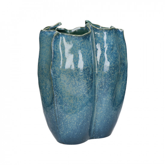 CEZANNE - vaas - steengoed - L 28 x W 27,5 x H 36,5 cm - schemer blauw