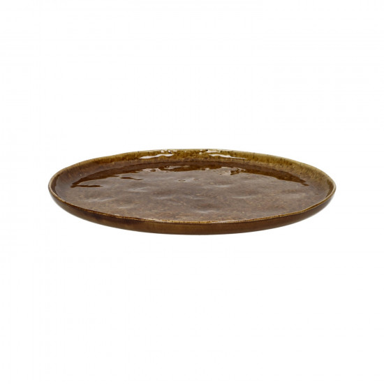 SPIRO - dessertbord - steengoed - DIA 21 cm x H 1,5 cm - bruin