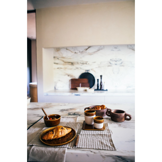 SPIRO - dessertbord - steengoed - DIA 21 cm x H 1,5 cm - bruin