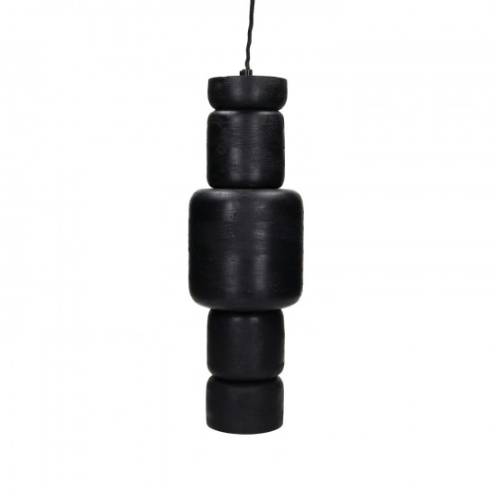 TRENTO - hanglamp - mango hout - DIA 10 x H 45 cm - zwart