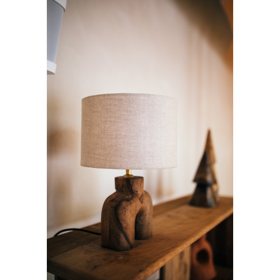LAMPEDUSA - tafellamp - mango hout - DIA 25 x H 38 cm - bruin