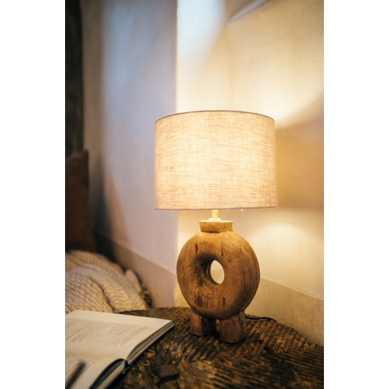 LAMPEDUSA - tafellamp - mango hout - DIA 28 x H 51 cm - bruin