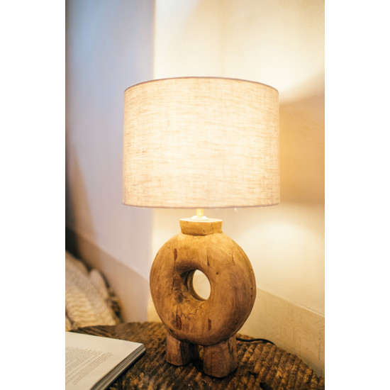 LAMPEDUSA - tafellamp - mango hout - DIA 28 x H 51 cm - bruin