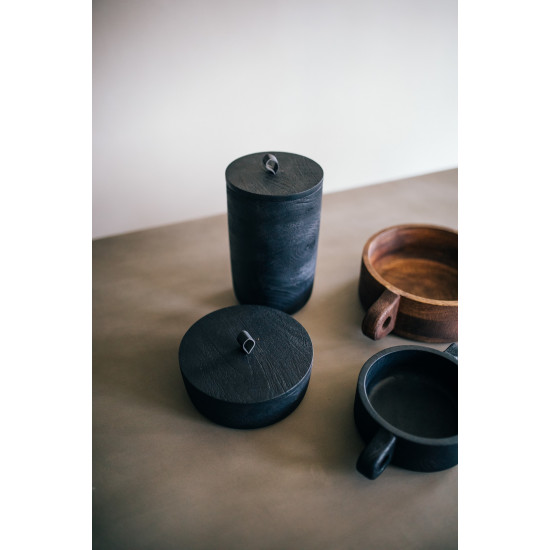 CAROLINA - doos - mango hout - DIA 19 x H 7 cm - zwart