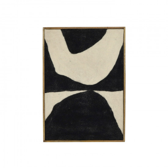 WOOLY - canvas met kader - mango hout - L 76 x W 6,5 x H 107 cm - zwart/wit