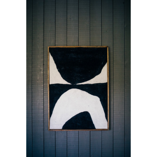 WOOLY - canvas met kader - mango hout - L 76 x W 6,5 x H 107 cm - zwart/wit