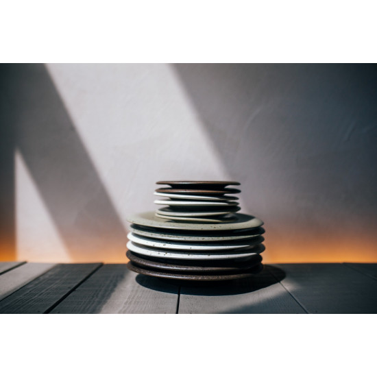 BOSQUE - dessertbord - steengoed - DIA 22 x H 3 cm - bruin