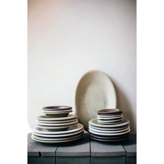 BOSQUE - aperitiefbordje - steengoed - DIA 13 x H 2 cm - olijfgroen