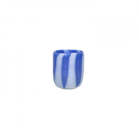 CANNES - vaas/windlicht - glas - DIA 7 x H 8 cm - blauw