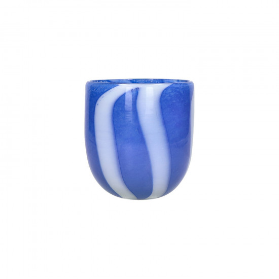 CANNES - vaas/windlicht - glas - DIA 13 x H 14,5 cm - blauw