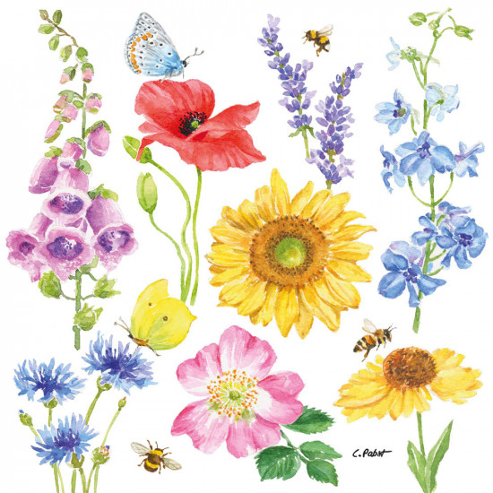 Flowers & Bees Napkin 25x25