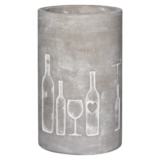 Vino concrete wine cooler bottle+glass h.21cm