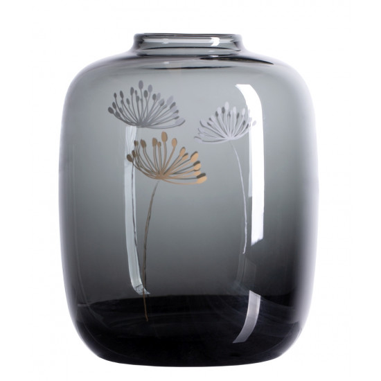 Glass vase dandelion H:15cm D:23cm grey