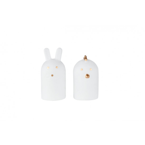 Porcelain figures. Hare and chicken. Set of 2.
