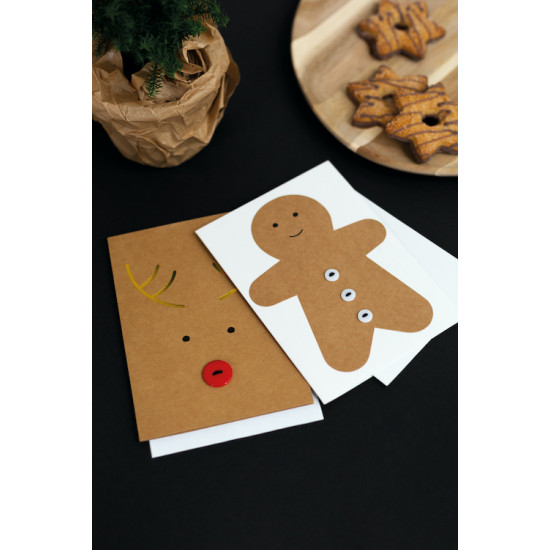 Gingerbread card. Reindeer