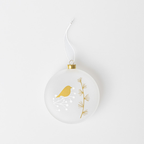 Frosted Bauble large Robin D:10cm