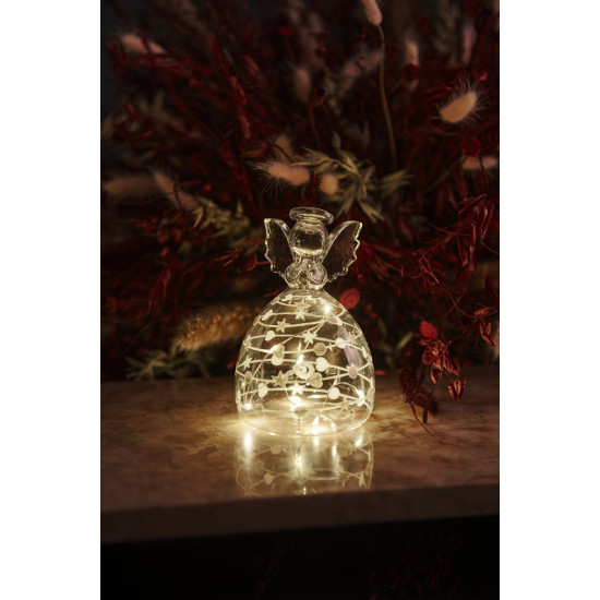Sweet Christmas Engel H13+25cm, wit/helder