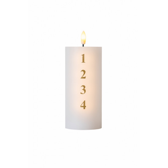 Sille Advent kaars; Ø7xH15cm;  wit/goud