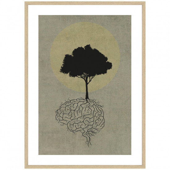 Art Print met luxe lijst ' Brain for roots' 30x40 cm 